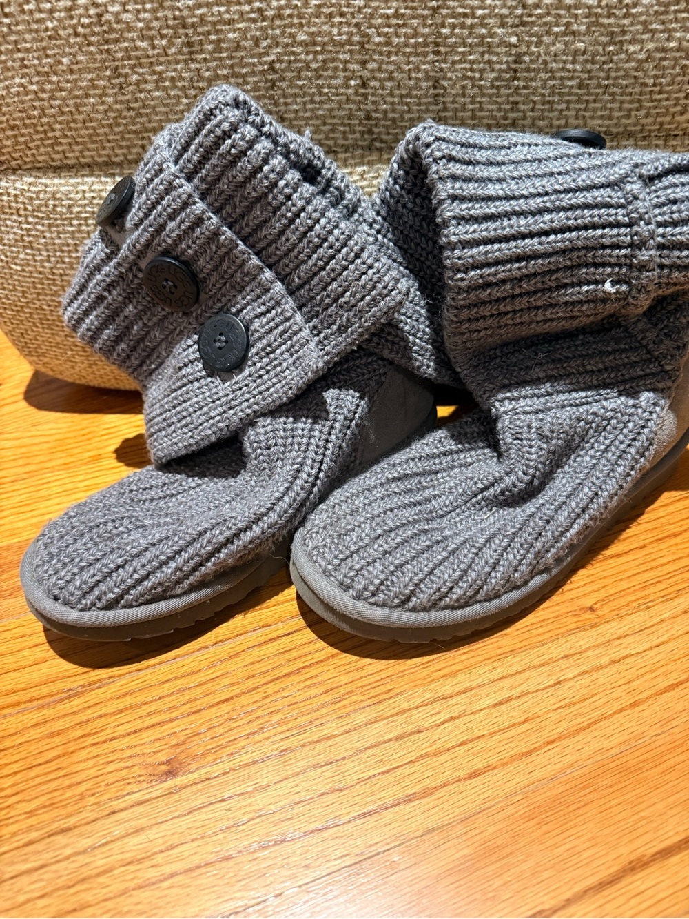 Ugg Gray Knit Button Boots